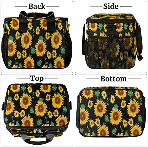 Cvjetna suncokretova velika izolovana torba za ručak za žene muškarce kutija za ručak za višekratnu upotrebu