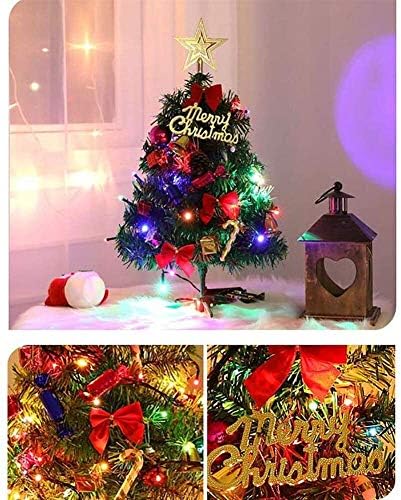 Shuishu tabletop Xmas Tree Božićno umjetni mini bor za ukras Božić i ekran sa LED žičarima i ukrasima 2