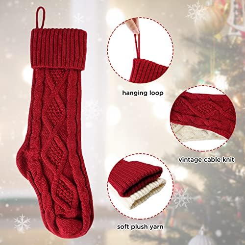 Maraawa Božićne čarape Xmas čarape kabel pletena pletena slatka vezena gnome viseći čarape