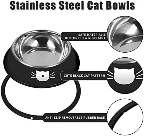 Serentive 3pcs Cat Bowls Neklizajući nehrđajući čelik male posude za hranu za mačke neraskidiva