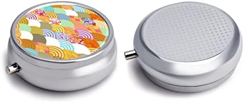 Kutija za pilule šareno Japansko cvijeće i obrasci lepeze okrugla kutija za tablete za lijekove prenosiva