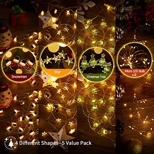 Sunilluma žica za božićno drvo Vilinska svjetla sa tajmerom, 5Pack, Led baterija, 2x10ft svjetlosni