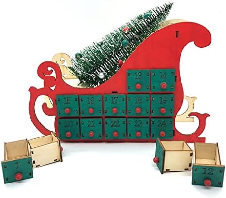 SDFGH drveni 24 odbrojavanje Božićni kalendar sanke Tree House Advent kalendari sa LED svjetlom ukras ukrasi