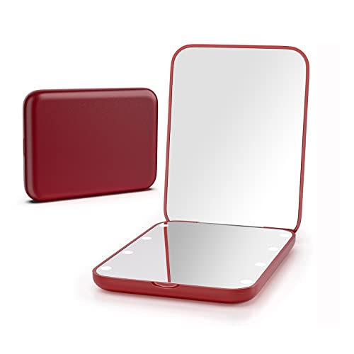 Kintion džepno ogledalo, 1x / 3x uvećanje LED kompaktno ogledalo za putnu šminku, kompaktno ogledalo sa svjetlom,