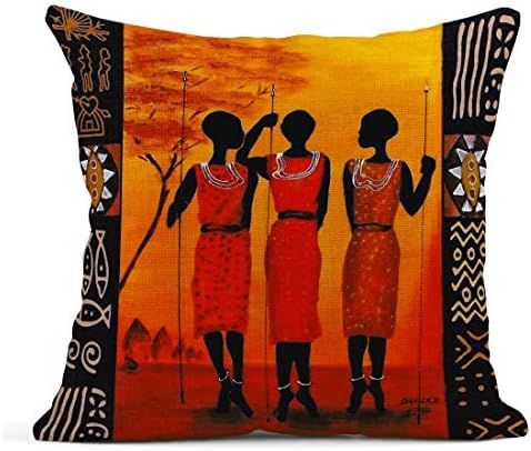 Pomorski skup od 4 posteljina jastuk za bacanje navlaka ulje ulje afričke umjetnosti etničko pleme