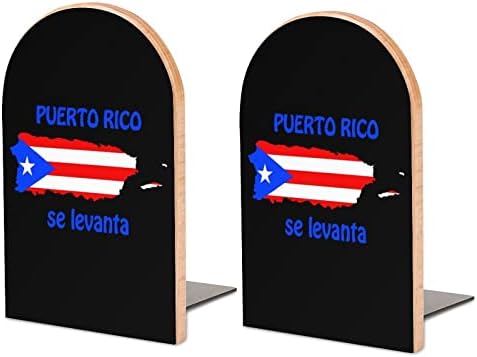 Portoriko se Levanta slikarstvo Drvo Bookend dekorativni Non-Skid knjiga kraj 1 par 7x5 Inch