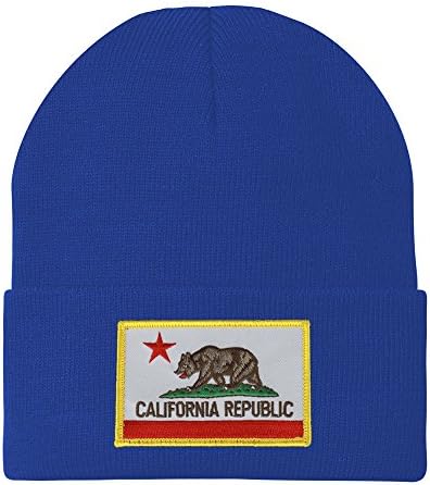 Napravljeno u SAD - California Bear Flag Emsered Patch zimske duge manžetne Beanie