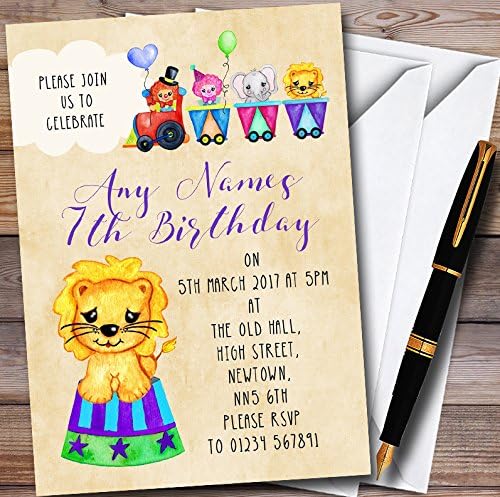 KARTICA ZOO Slatka akvarel Cirkus životinje personalizirani dječji rođendanski pozivnici