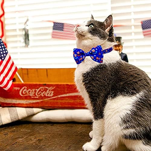 4. jula mačka leptir mašna ovratnik sa zvonom, nezavisnost američki praznik Kitty Kitten Patriotski