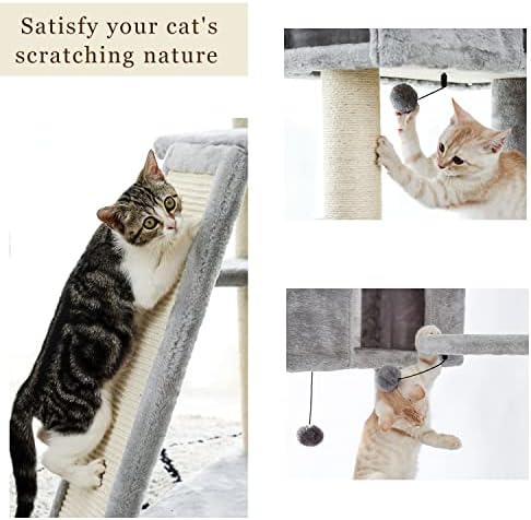 Mjwdp mačka mače drvo za grebanje sa igračkom miša na gornjem krevetu za opuštajuće ogrebotine Sisal