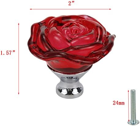 DNYTA Crystal Crvena ruža Dnevna ruža Cvjetni oblik Stakloni za ladice Staklo Dekorativni kuhinjski