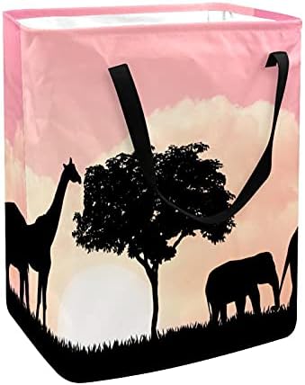 Slonovi Giraffe Priroda pranja rublja Velika tkanina Organizator torbica Košarica Sklopivi rublje koči sa ručkama