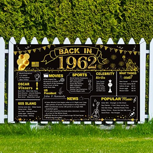 DARUNAXY 61. Rođendanska dekoracija za crno zlato, davne 1962. Baner 61 godina star Poster za rođendanske