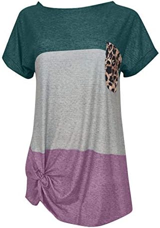 Bmisegm ženske vrećaste kratke rukave T-Shirt kontrast Twist prednje majice ljetna majica