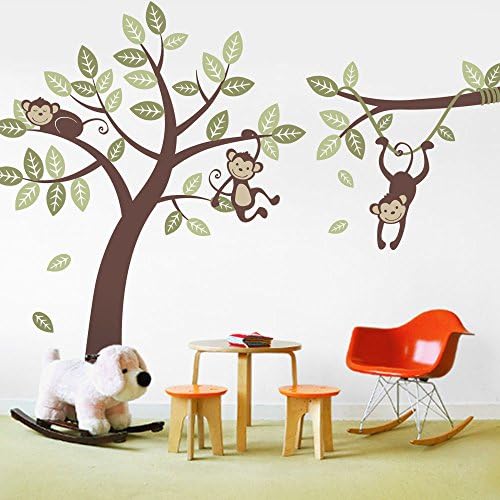 Jednostavni oblici 3 majmunske stablo i grana vinograda - dječji vrtići vinilni zidni naljepnice