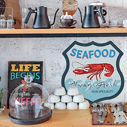 GLOBLELAND Seafood Vintage štit metalni Limeni znak plaketa Poster Retro personalizovani metalni