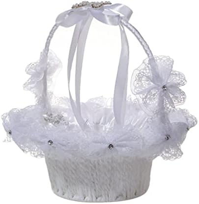 UPKOCH vjenčana čipkasta korpa za cvijeće vještački dijamant svadbena ceremonija cvjetna korpa Bowknot