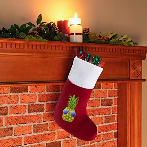 Cool ananas božićne čarape čarape sa plišanim kaminom visi za Xmas Tree Decor Decor