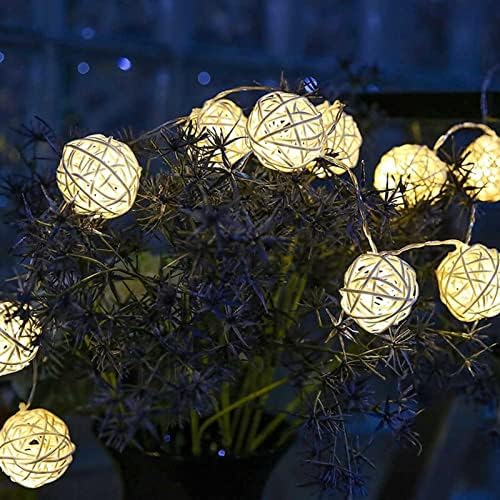 Xianfei topla bijela kuglična svjetla od ratana, unutrašnja dekoracija Globus Rattan Ball Plug-in Fairy svjetla,