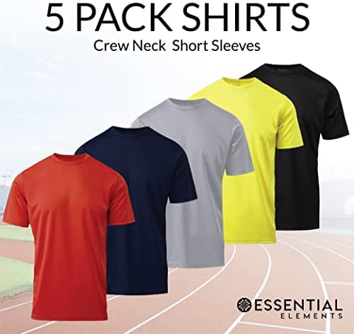 Moys Active Majica - Brzo suhog treninga za vježbanje Stretch Crew vrat kratkih rukava Top 5 Pack
