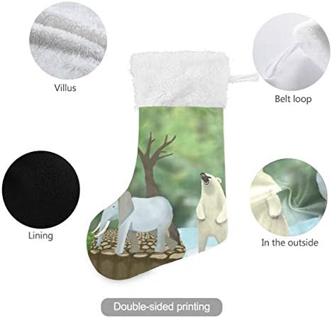 Pimilagu Životinjske božićne čarape 1 pakovanje 17.7 , viseći čarape za božićnu ukrasu
