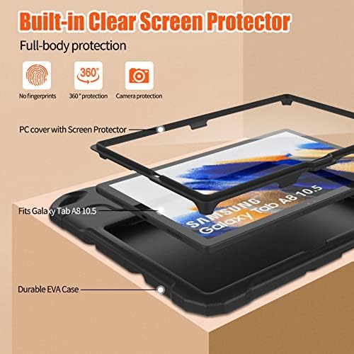 RTOBX Samsung Galaxy Tab A8 10,5 2022 Slučaj za djecu sa ugrađenim zaštitnikom zaslona, ​​SM-X200 / X205 / X207