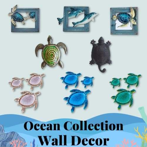 Comfy sat 6 Polyresin Sea kornjača 3D zidni ukrasni okvir za kućni ukras, plava, kolekcija okeana