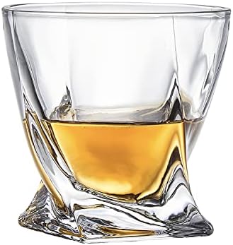 Set od 4 upletena Kristalna čaša za viski u luksuznoj poklon kutiji, staromodne čaše za kamenje