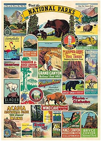 Cavallini dekorativni plakat, Nacionalni parkovi, 20 x 28 inča italijanski Ured za arhivski papir