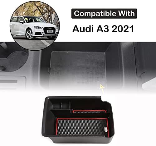 Aundiny Car Skladištenje Skladištenje FIT Audi A3 2021 Centralna konzola Organizator nosača za skladištenje ruku