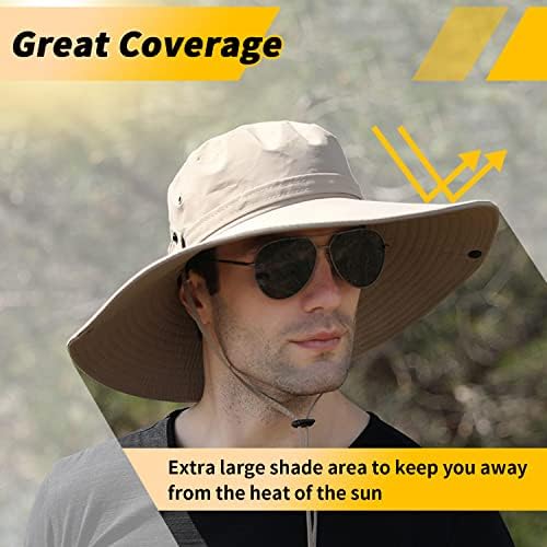 【Prevelizacija XXL】 Sunčani šešir za muškarce, 【UPF50 + vodootporan širokog oboda】 Boonie-Hat-Hat-Hat Ribolov-Hat