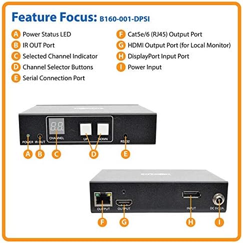 Tripp Lite DisplayPort Over IP predajnik / Extender Video + Audio W / RS-232 Serijski i IR kontrola 1080p
