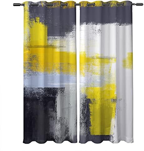 Peakman Atomack Blackout Gromet Curtains 63 inča Dužina, žuta siva Moderna umjetnost Šalorna umjetnička