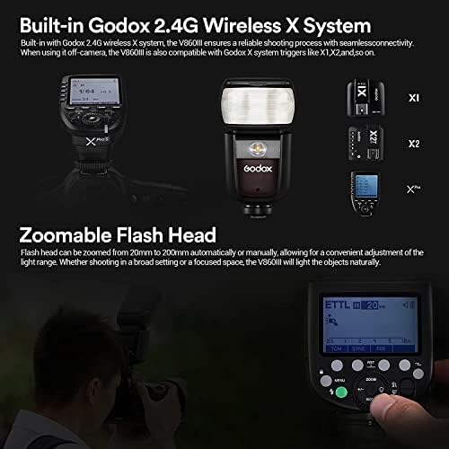 Godox V860III-N Flash Speedlite za Nikon kamere, 2.4 G bežični HSS 1 / 8000s TTL Li-ion Blic,