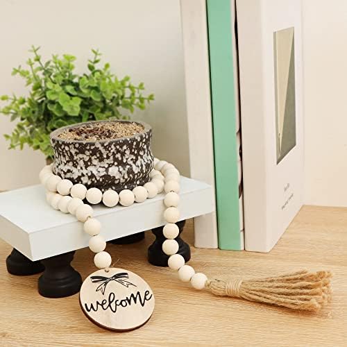 Meplait Dobrodošli Drveni zrnčan Garland sa tasselom, dekorativne perle Početna Dekor Seoska kuća Tassel