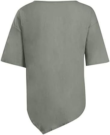 Nokmopo Vintage T majica Moda 2023 Pamučna i posteljina Ležerne prilike za kratki rukav i posteljina