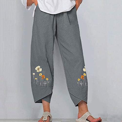HonpraD ženske pamučne pantalone široke nogavice za žene Plus Size ljetne ženske pantalone sa elastičnim