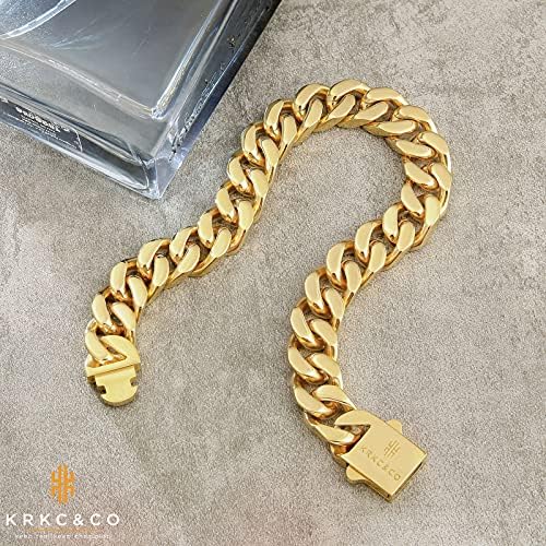 KRKC& CO 8/10/12 / 14mm Cuban Link Curb narukvica za muškarce, 18k zlato/bijelo zlato Miami muške narukvice,