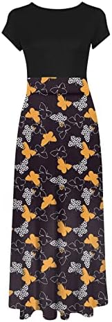 Ayaso ženski blok kratkog rukava s kratkim rukavima cvjetni ispisani dugi haljina Trendi prugasta leopard