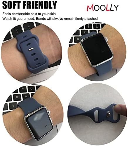 Moolly Band Kompatibilan sa Apple Watch Band 38mm 40mm 41mm 42mm 44mm 45mm 49mm, Mekani silikonski sat remen