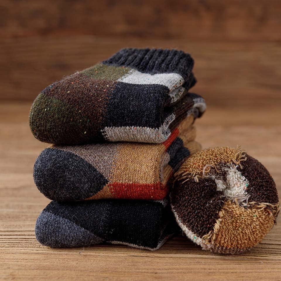 TJLSS Zimske muške čarape za toplu vunu karirane harajuku retro velike veličine Snow Leisure Antifriz kašmir