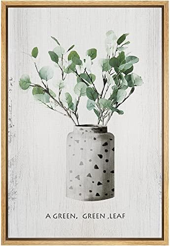 IDEA4WALL uokvireni platneni Print zidna Umjetnost zeleno cvijeće u vazi ilustracije cvjetnih divljina moderna