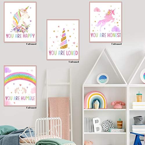 Zonon 9 komada Unicorn Rainbow Wall Art Prints Unicorn Rainbow motivacioni Posteri Neuramljeni