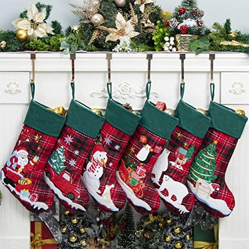 GEX Božićne čarape 5 pakovanje 20.5 Burlap originalni dizajnerski posteljina velike čarape za Xmas Obiteljski