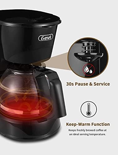 Gevi 4 šalice malog aparata za kavu, kompaktni aparat za kavu s filtrom za višekratnu upotrebu,