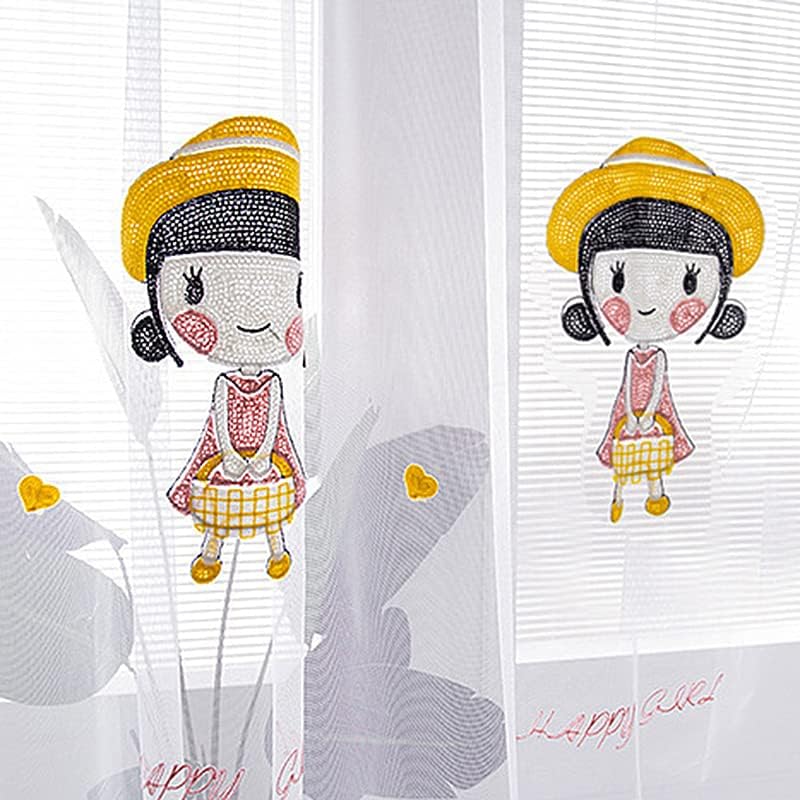 Crtana bijela čista zavjesa za djevojčice spavaća soba seoska kuća za filtriranje vez za vez