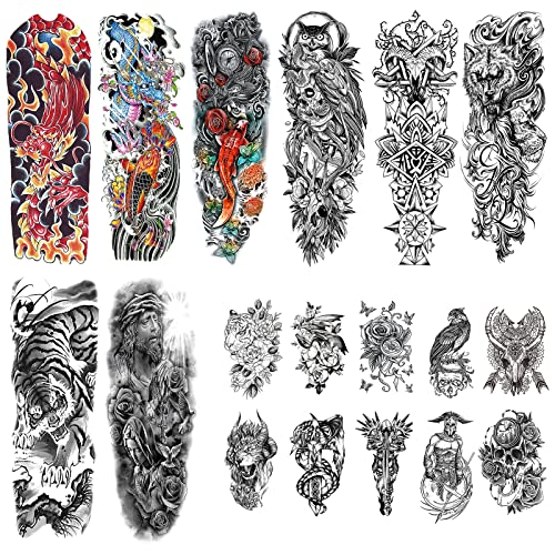 Privremene tetovaže pune ruke (8 listova) Polu ruku (10 listova) ramena vodootporne tetovaže za
