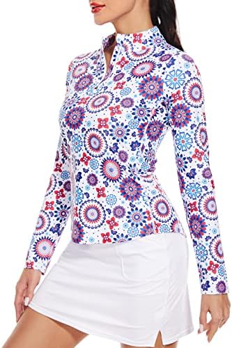 M MOTEEPI ženska Golf košulja Dugi rukav Athletic Quarter Zip pulover zaštita od Sunca sa džepom