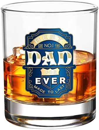 Luka Tech pokloni za tatu od sina kćeri, Vintage Whisky Glass Tumbler 11oz sa 3D metalnom značkom, jedinstveni