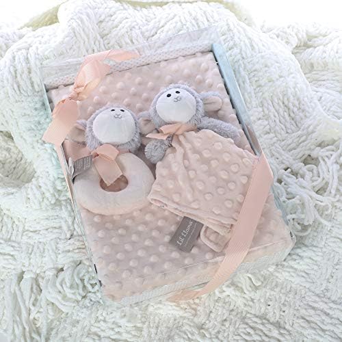 Poklon ploče za bebe, meka ružičasta jagnje za jagnje i ovčje janjene igračke - BABY poklon set od 3 -